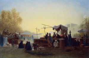 A Street Market In Cairo by Charles Theodore Frere