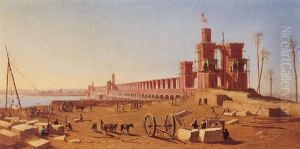 The Building Of A Dam On The Nile by Charles Theodore Frere