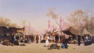 A Marketplace In Cairo by Charles Theodore Frere