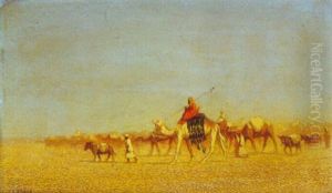 Caravane En Marche, Desert De Syrie by Charles Theodore Frere