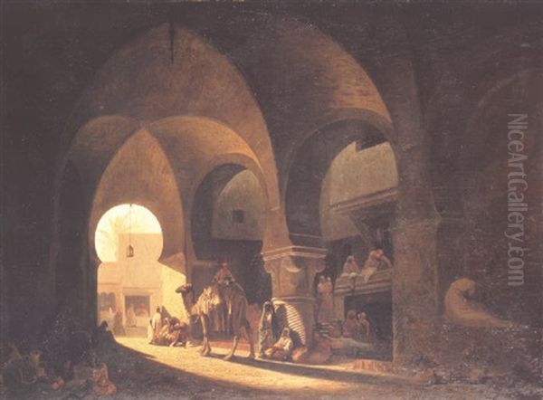 Numerous Figures In A North African Bazaar - view 1