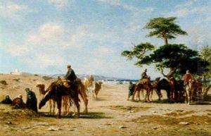 Gathering Outside A Village by Charles Theodore Frere