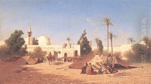 Arabisk Stadsbild Med Figurer
