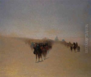 La Caravane De Pelerins Allant A La Mecque by Charles Theodore Frere