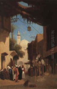 Rue Animee Au Caire by Charles Theodore Frere