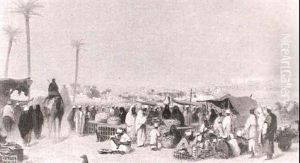 An Arab Market, Believed To Be Marrakesh by Charles Theodore Frere