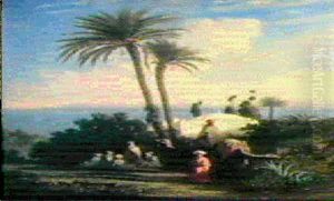 Halte De Chameliers Aupres Du Mausolee by Charles Theodore Frere