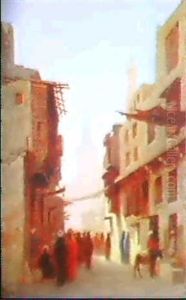 Ein Paar Bazaar-szenen In Cairo (pendants) (2) by Charles Theodore Frere