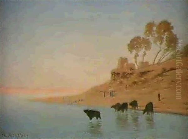 Cattle Watering In The Nile - view 1