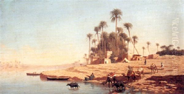 A Caravan Approaching A River - view 1