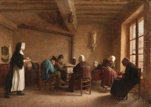 By The Stove's Warmth by Pierre Edouard Frere