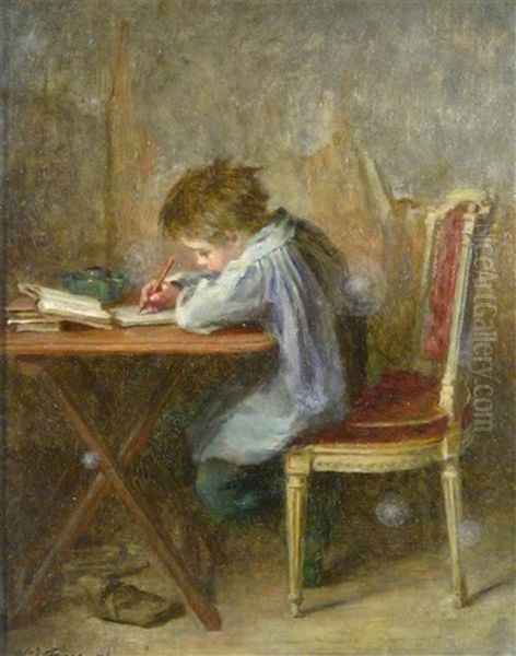 A Young Boy Studying - view 1
