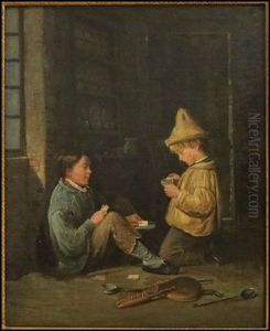 The Little Card Players by Pierre Edouard Frere