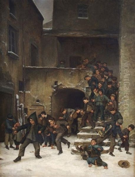 Boys Going Out Of School - view 1