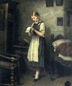 Young Girl With A Letter by Pierre Edouard Frere