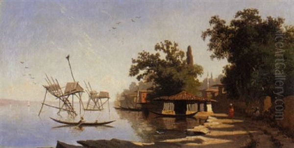Constantinople, Pecheur Au Bord Du Bosphore - view 1