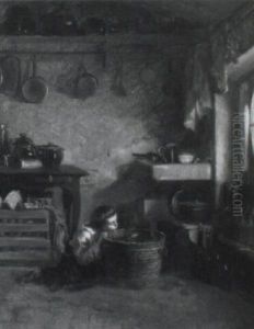 A Young Boy In The Kitchen by Pierre Edouard Frere