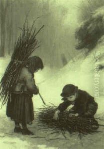 The Young Faggot Gatherers by Pierre Edouard Frere