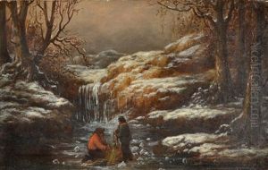 Ice Fishing In The Passaic River by William Charles Anthony Frerichs
