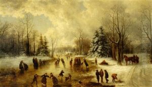 Winter Landscape With Skaters by William Charles Anthony Frerichs