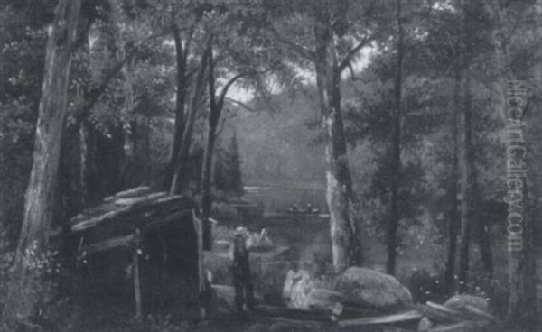 Wooded Landscape With Fishermen - view 1