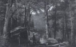 Wooded Landscape With Fishermen Wooded Landscape With Fishermen