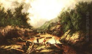 Shooting Birds In A River Gorge by William Charles Anthony Frerichs