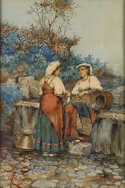 Two Maidens At A Fountain - view 1