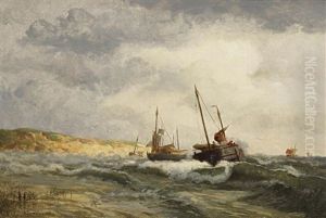 Kustenfischer In Rauher See by Richard Fresenius