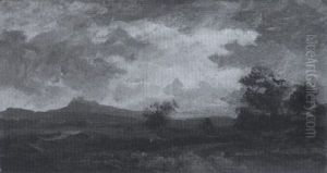 Weite Landschaft Mit Bergkette Am Horizont Bei Sturmischem Wetter