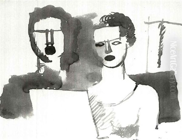 Duet (brush And Brown Ink Wash Over Pencil On Paper) - view 1