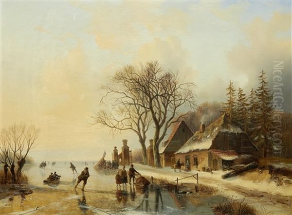 Skaters On A Frozen Lake - view 1
