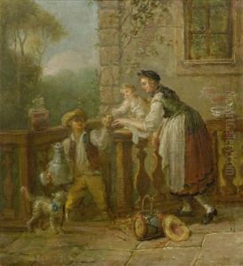 Galante Szene Auf Dem Balkon by Sigmund Freudenberger