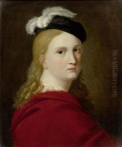 Bildnis Eines Mannes Mit Federhut(+ Bildnis Einer Dame Mit Federhut; Pair) by Daniel Albert Freudweiler