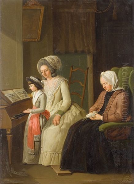 Gegenstucke. Bildnis Des Felix Escher Am Schreibtisch Sitzend, Ein Buch In Der Hand Haltend./bildnis Der Frau Felix Escher-oeri Mit Mutter Und Tochter - view 1