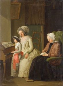 Gegenstucke. Bildnis Des Felix Escher Am Schreibtisch Sitzend, Ein Buch In Der Hand Haltend./bildnis Der Frau Felix Escher-oeri Mit Mutter Und Tochter