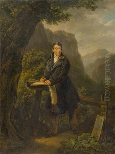 Portrait Of A Draughtsman In A Mountain Landscape - view 1