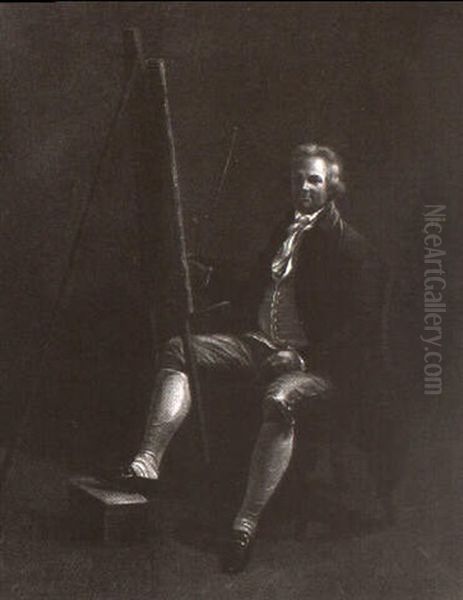 Der Maler Heinrich Wust Im Atelier, Vor Seiner Staffelei Sitzend - view 1