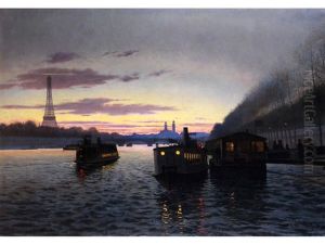 Nachtliche Ansicht Von Paris Mit Eiffelturm Und Trocadero