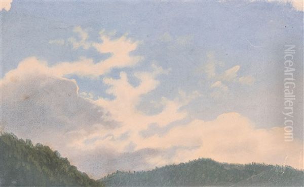 Wolkenstudie Uber Hugeliger, Bewaldeter Landschaft - view 1