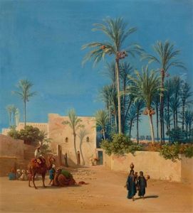 Orientalische Stadtansicht Mit Figuren