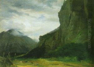 Paesaggio Montano Con Mucche Al Pascolo