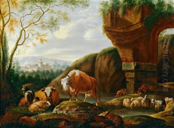 Eine Herde Vor Antiken Ruinen - view 1