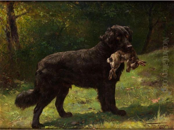 Jagdhund Mit Erlegtem Hasen - view 1
