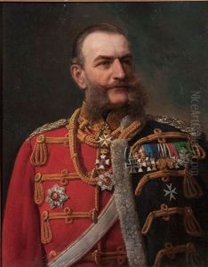 Portrait Of An Officer Of The Prussian Leib Garde Hussar by Konrad Freyberg
