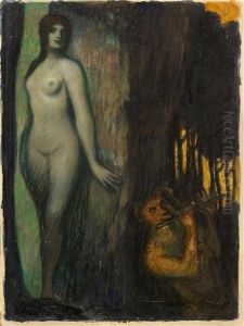 Satyr Und Nymphe by Adolf Frey-Moock