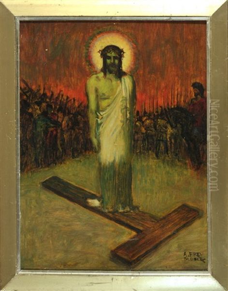 Jesus Mit Dornenkrone Und Kreuz Umgeben Von Soldaten - view 1