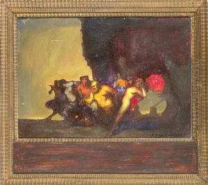 Bacchantische Szene, Bzw. Der Trunkene Silen by Adolf Frey-Moock