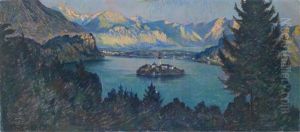 Panormaansicht Bleder See (veldeser See) Mit Der Insel Blejski Otok by Adolf Frey-Moock