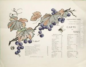 Grappes De Raisin, Feuilles De Vignes Et Abeille. Autre Menu Pour Le < Logiz Du Chat Noir >. by Georges Auriol
